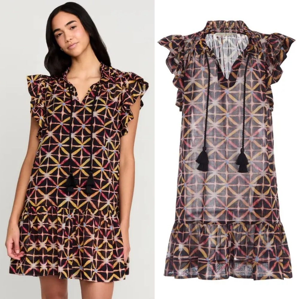Marie Oliver Arie Sheer Cotton Dress in Onyx Dye Size XS